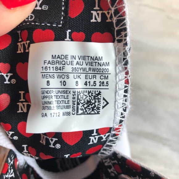 Converse Chuck Taylor I Love New York White sneaker high top shoe size 10 - Picture 5 of 7